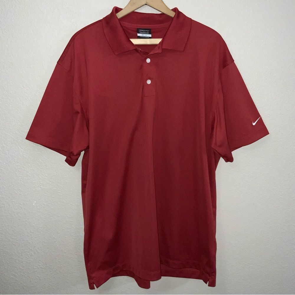 Nike Golf Dri-Fit Mens Size XL Red Short Sleeve Golf Polo Shirt - Picture 2 of 7